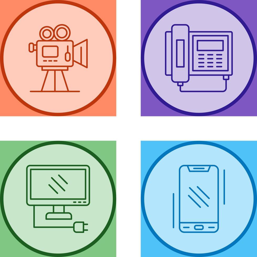 Movie camera and Telephone Icon vector