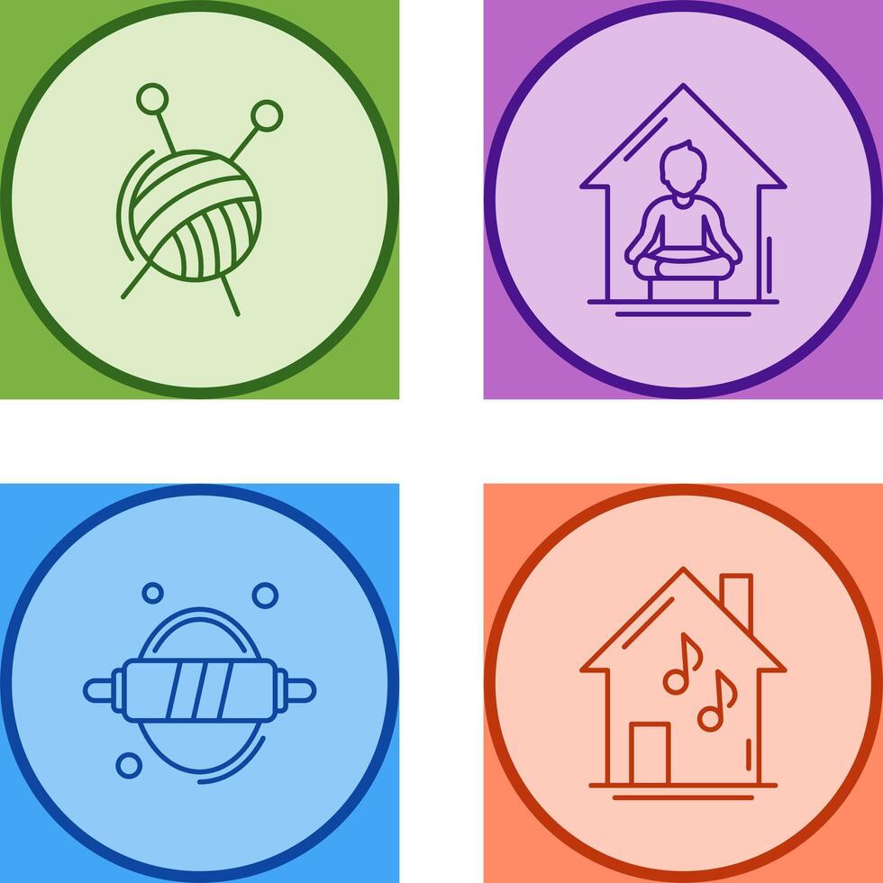 Knitting and Yoga At home Icon vector