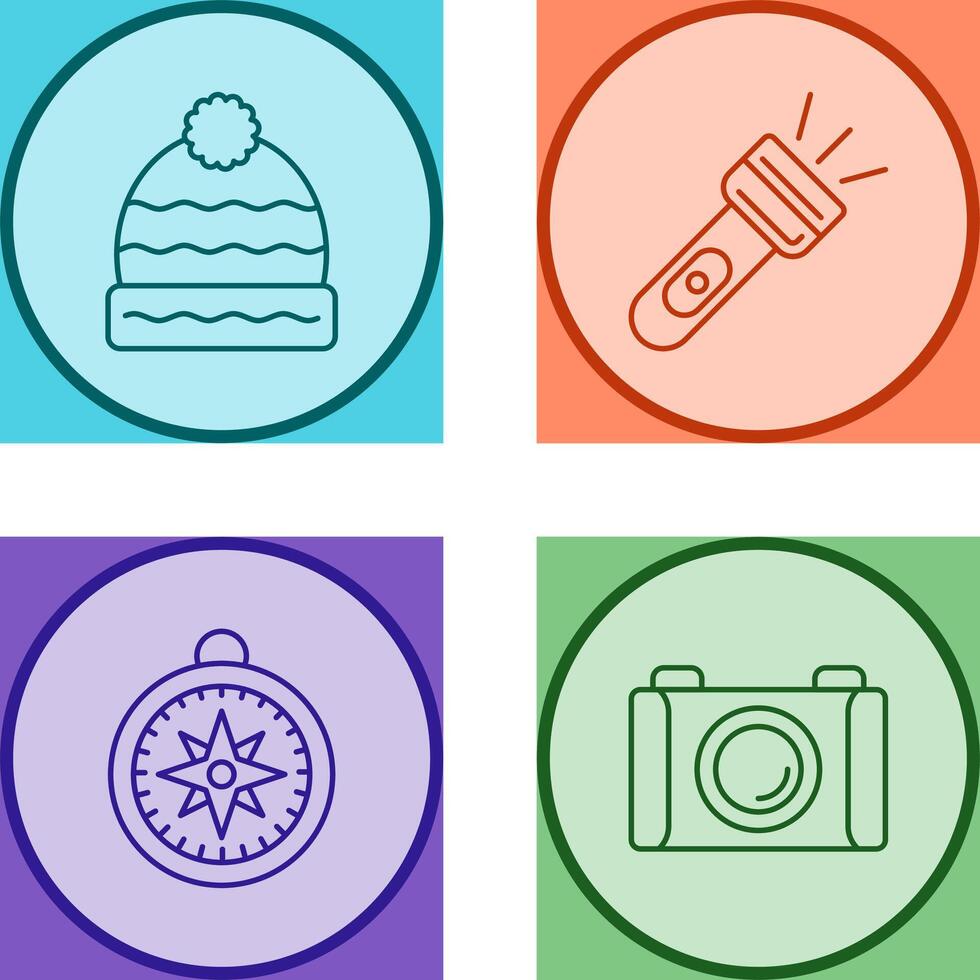 Winter Hat and Flash Light Icon vector