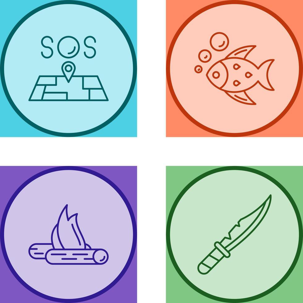 Sos and Fish Icon vector