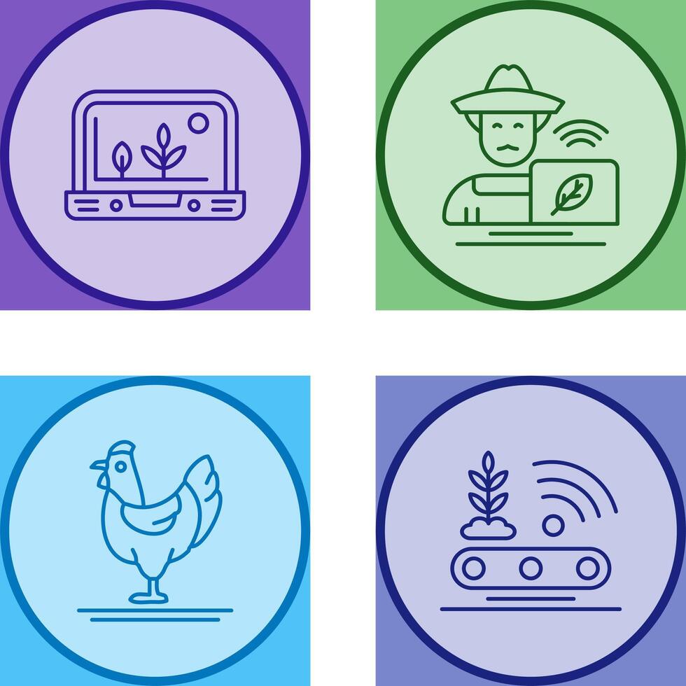 Smart Farm and Farmer Icon vector