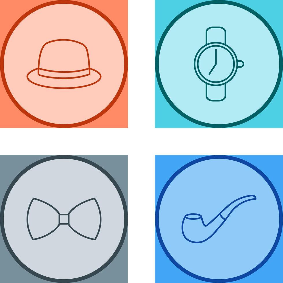 sombrero y reloj icono vector