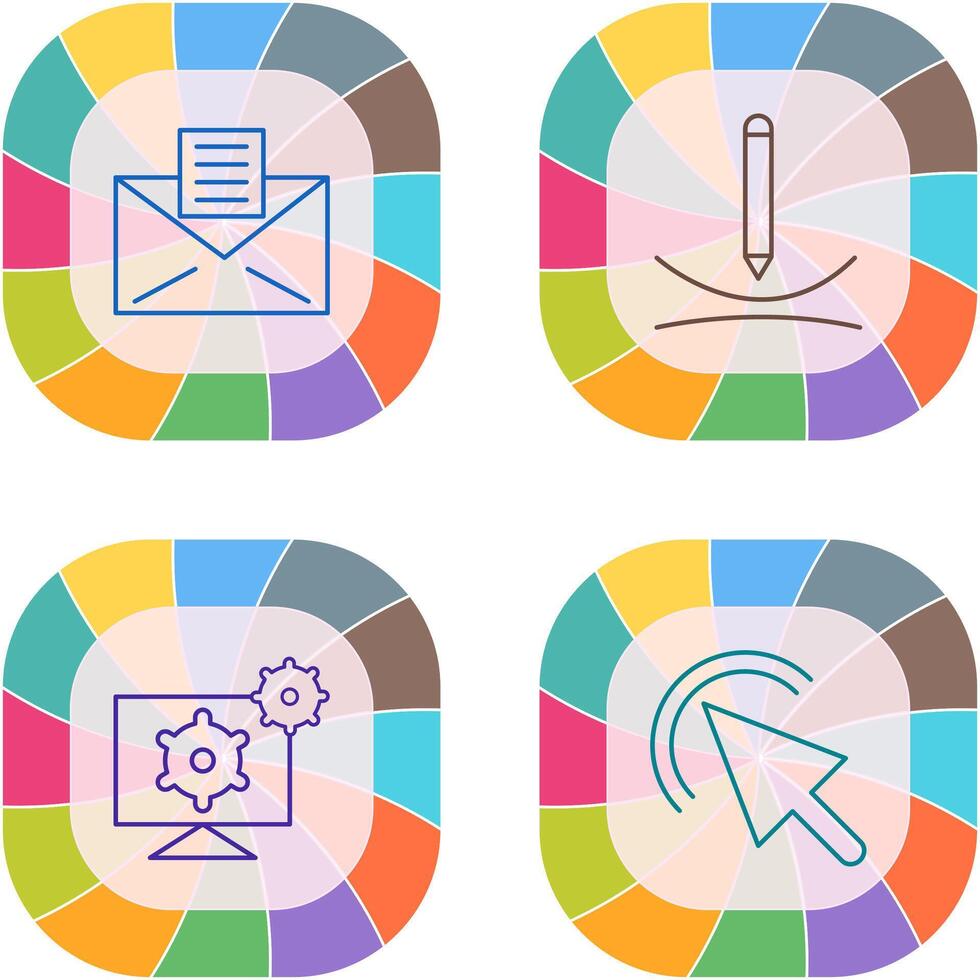 email documents and draw curve Icon vector