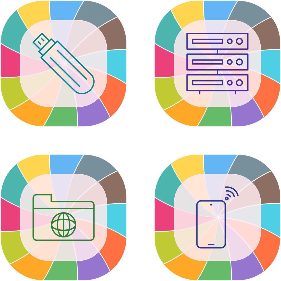 usb drive and server Icon vector