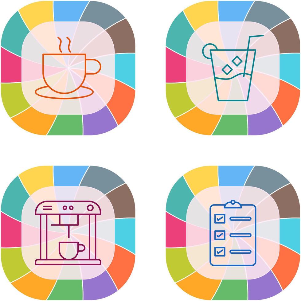 hot coffee and whiskey sour Icon vector