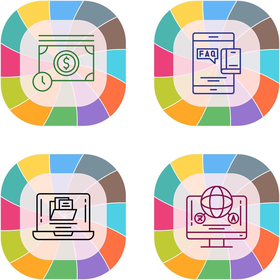 Time is Mony and Faq Icon vector