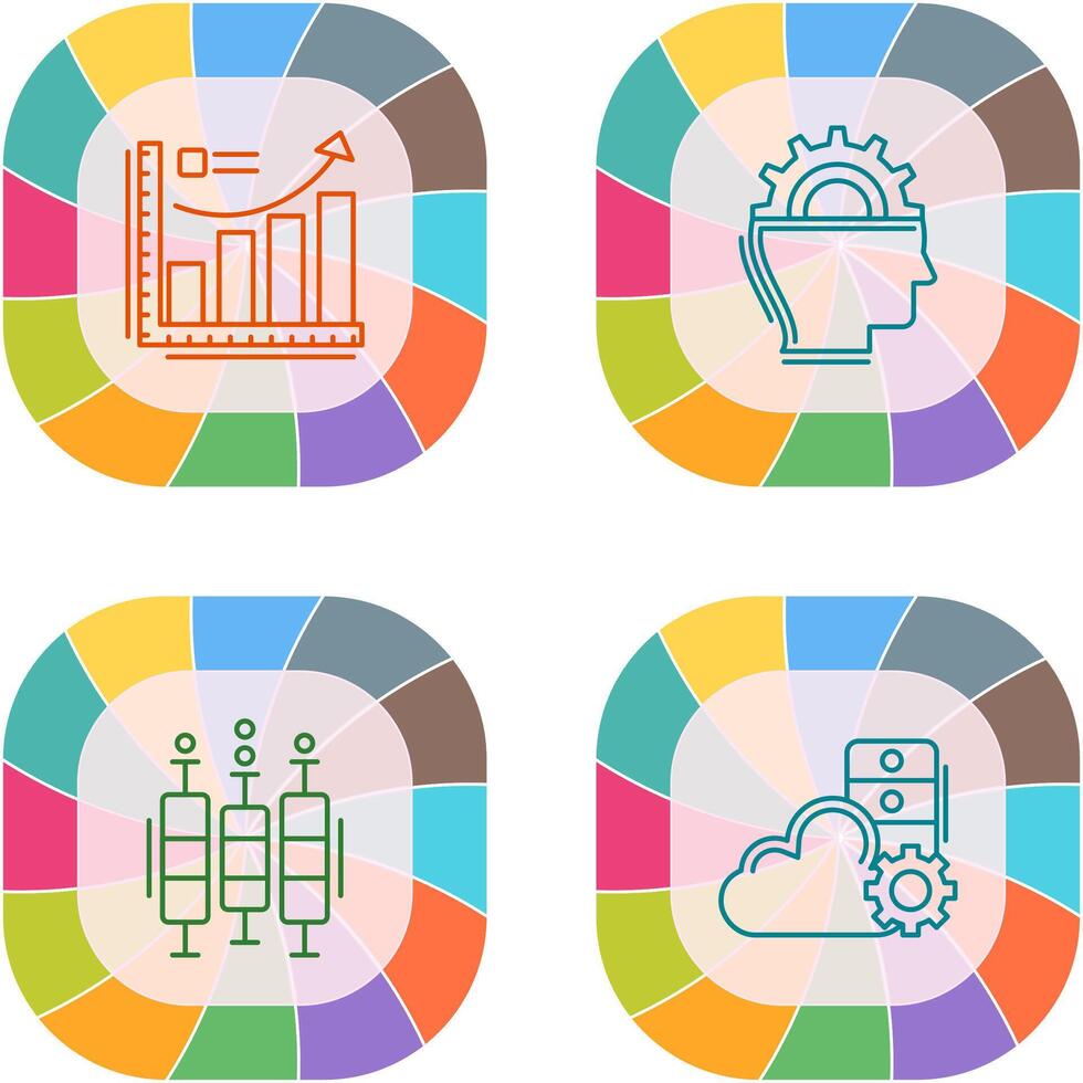 Growth Chart and Machine Learning Icon vector