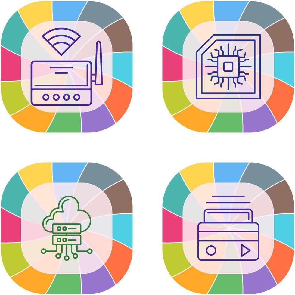 Wifi Router and Chip Icon vector