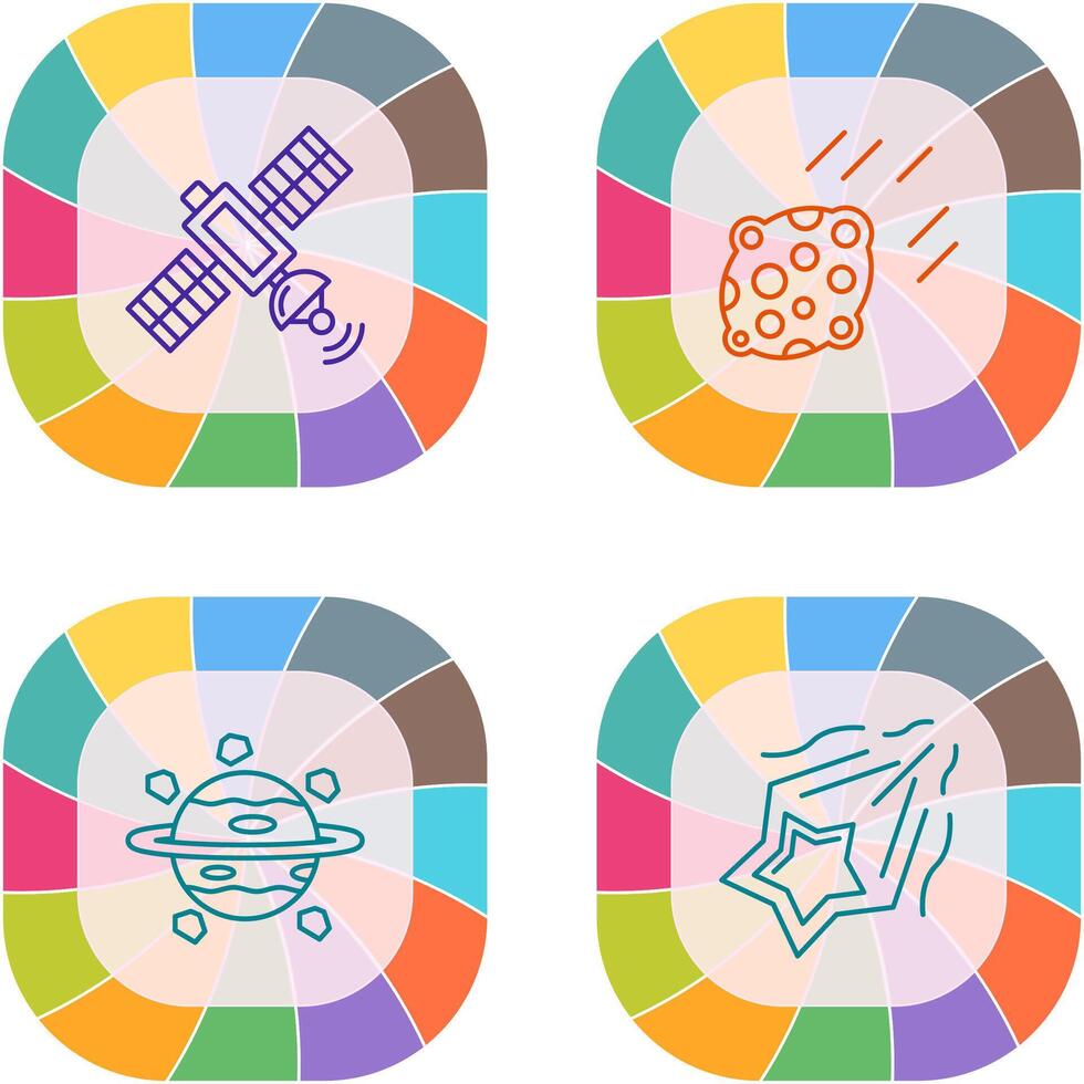 satelite and asteroid Icon vector