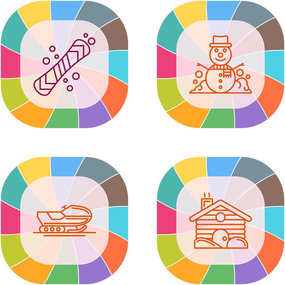 Snowboard and Snowman Icon vector