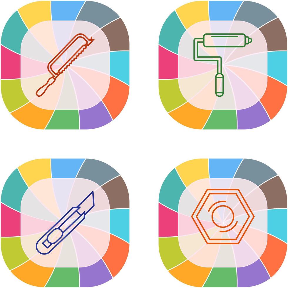 Hacksaw and Paint Roller Icon vector
