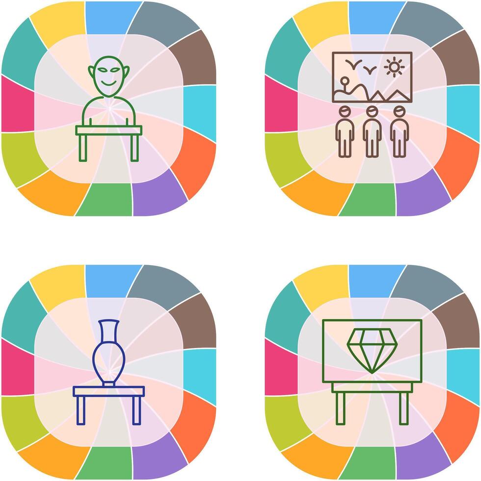 Human Sculpture and Viewing Icon vector