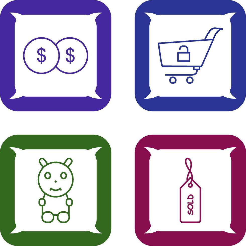 coins and unlock cart Icon vector