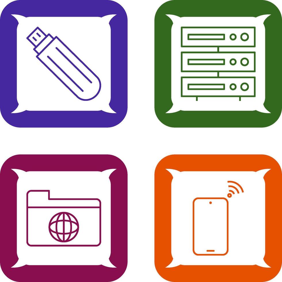 usb drive and server Icon vector