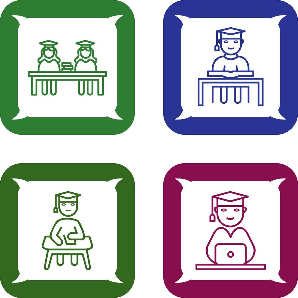 Combined Study and Studying on Desk Icon vector