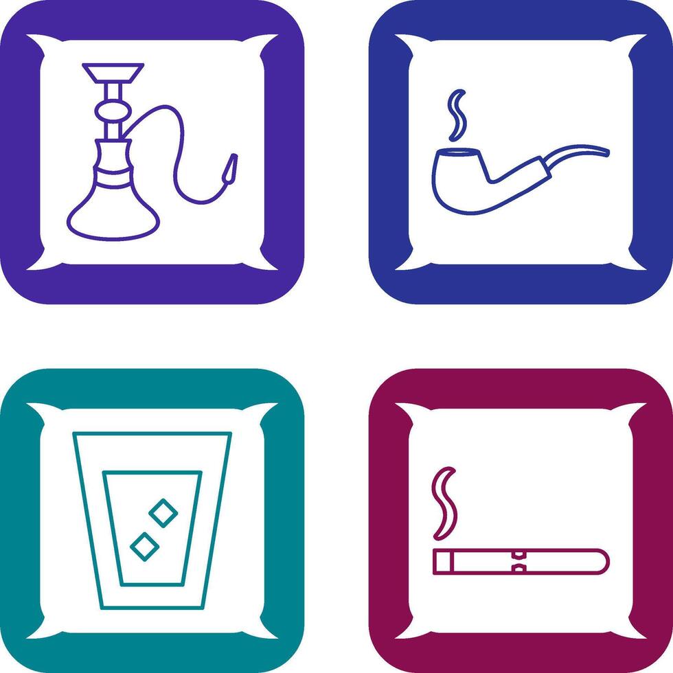 hookah and lit smoking pipe Icon vector