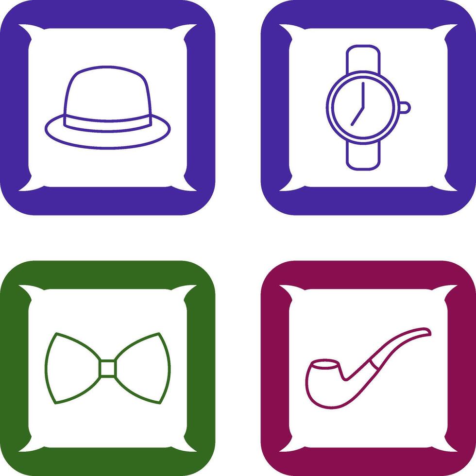 sombrero y reloj icono vector