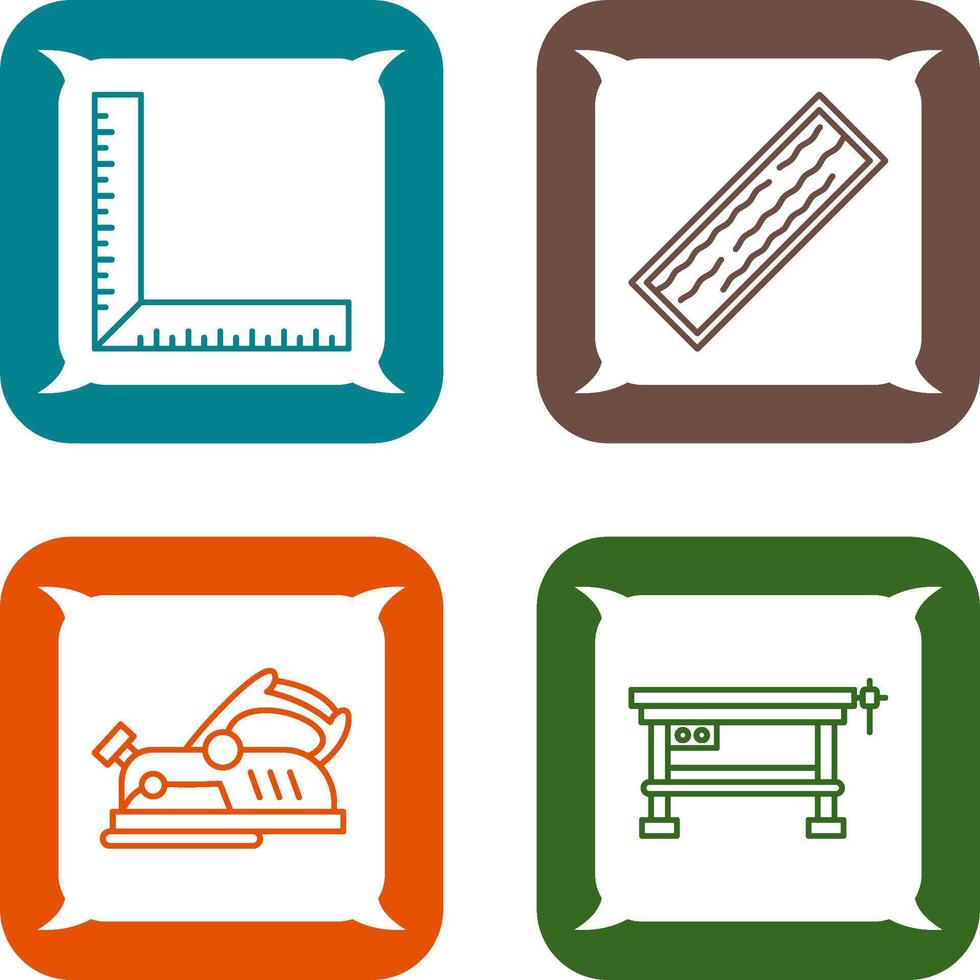 Square Ruller and Plank Icon vector