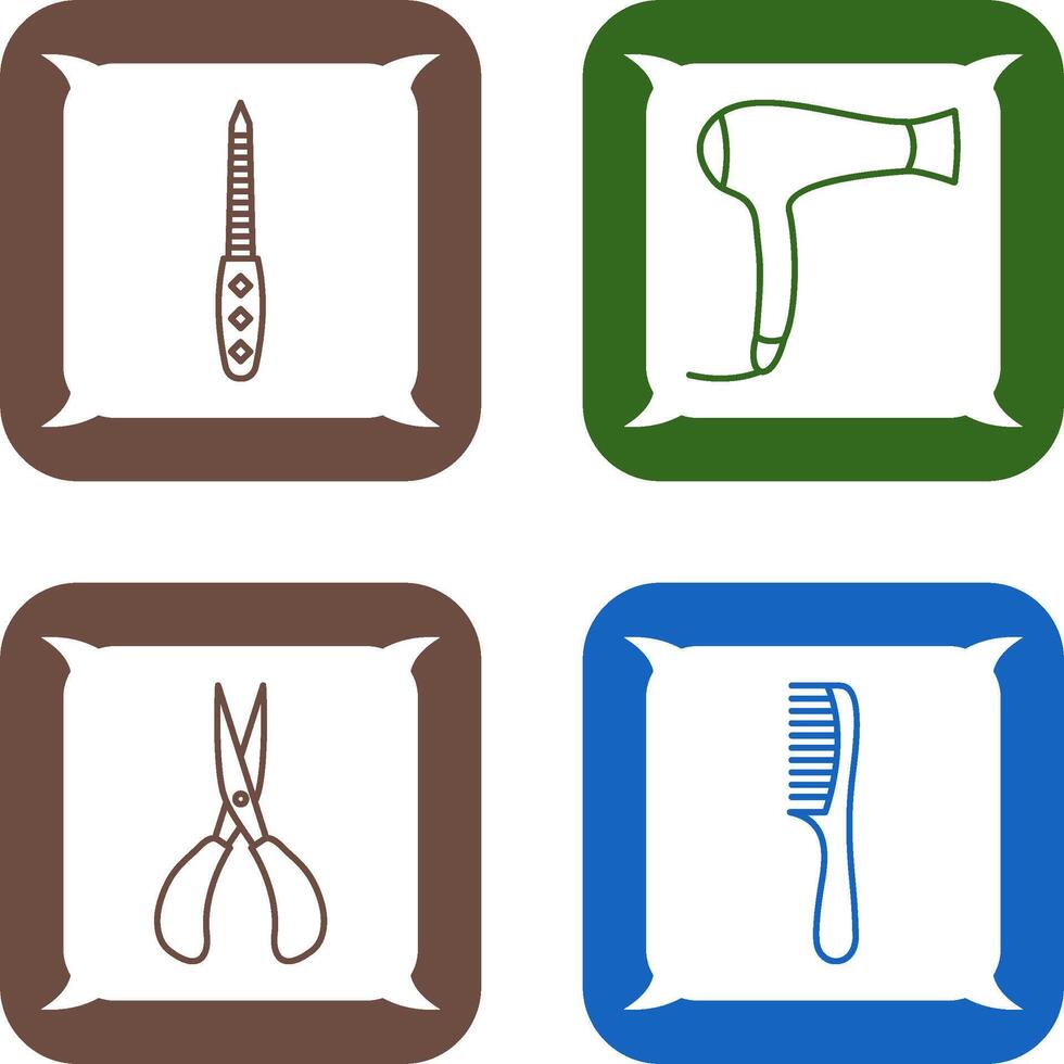 Nail File and Hair Dryer Icon vector