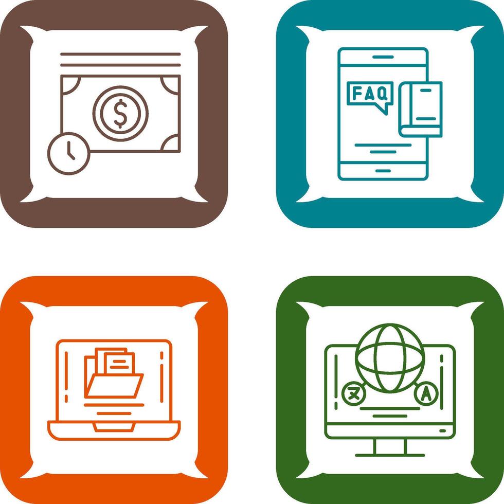 Time is Mony and Faq Icon vector