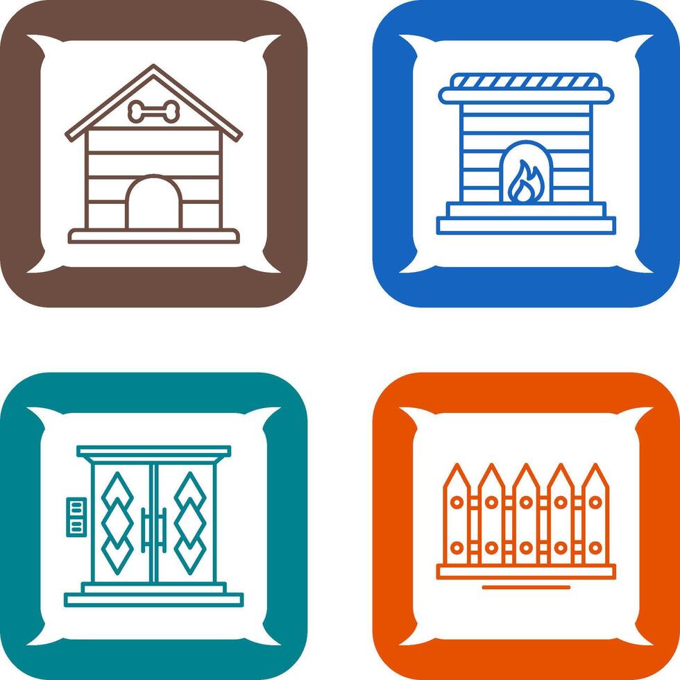 Dog House and Fireplace Icon vector