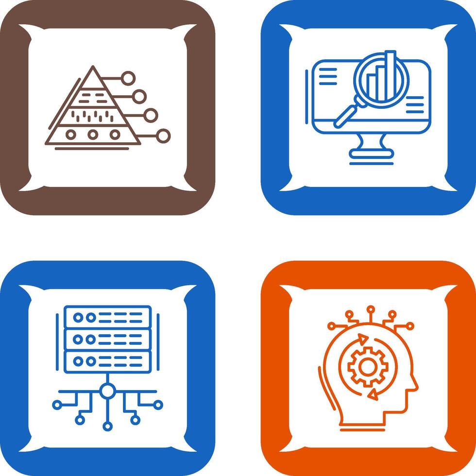 Pyramid Graph and Search Icon vector