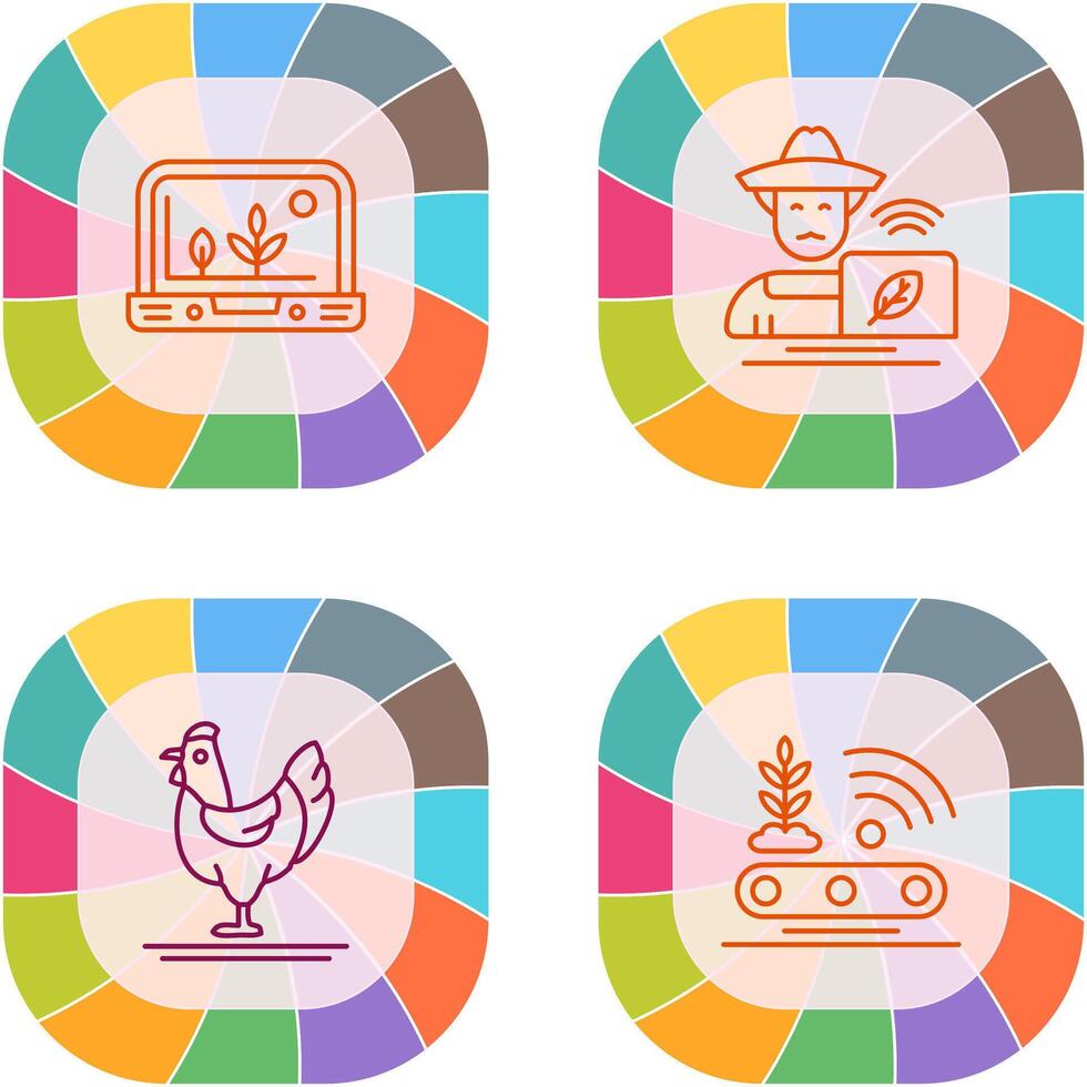 Smart Farm and Farmer Icon vector
