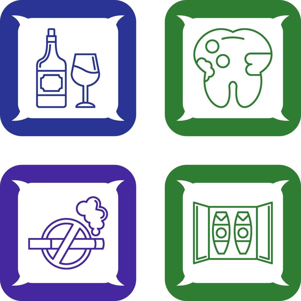 vino y caries icono vector