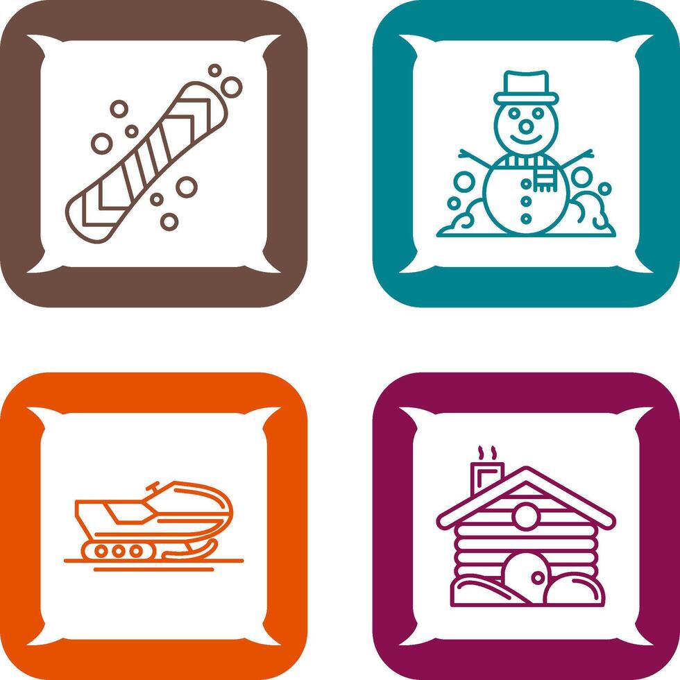 Snowboard and Snowman Icon vector