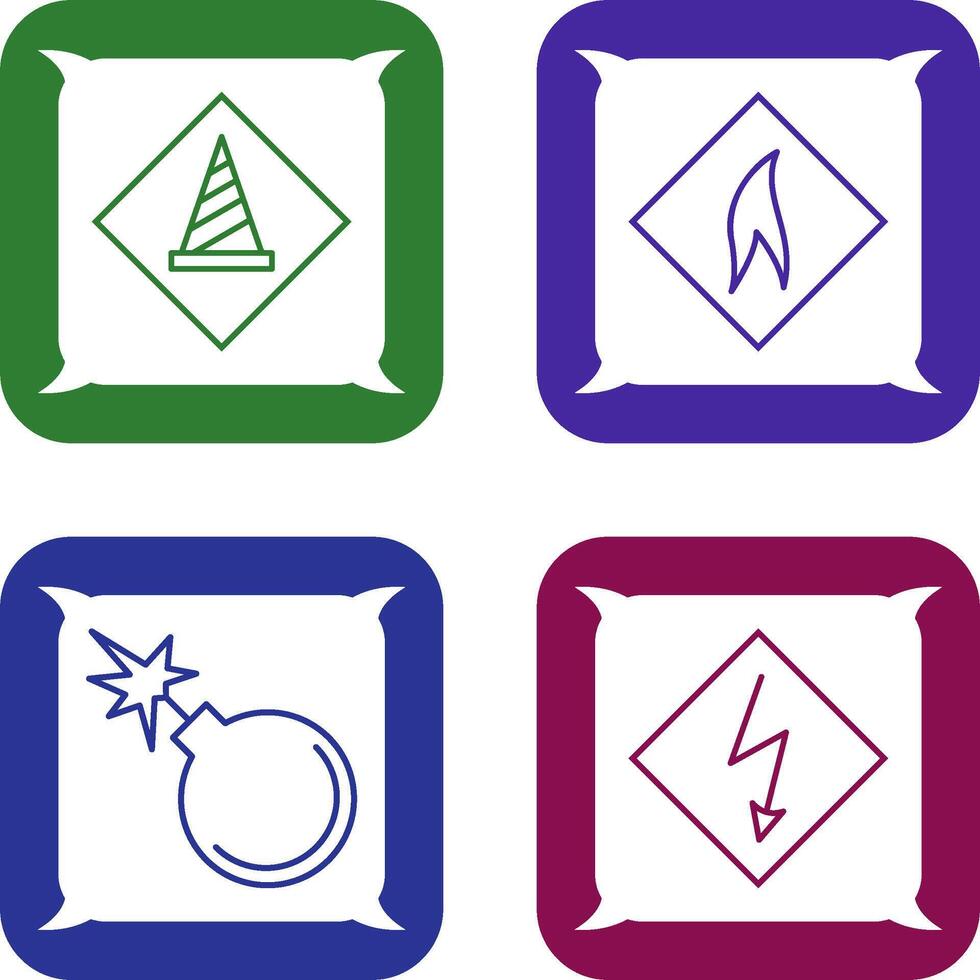 under construction and flammable material Icon vector