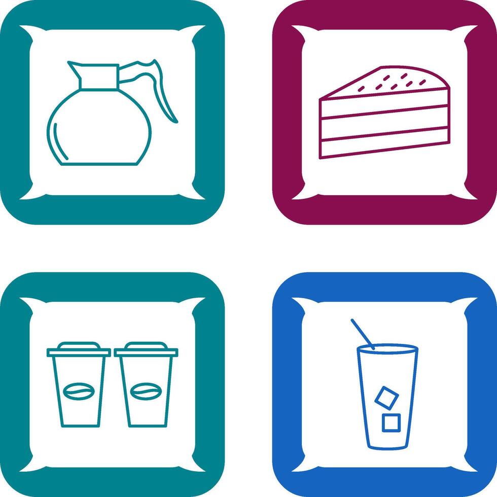 cake slice and coffee pot Icon vector