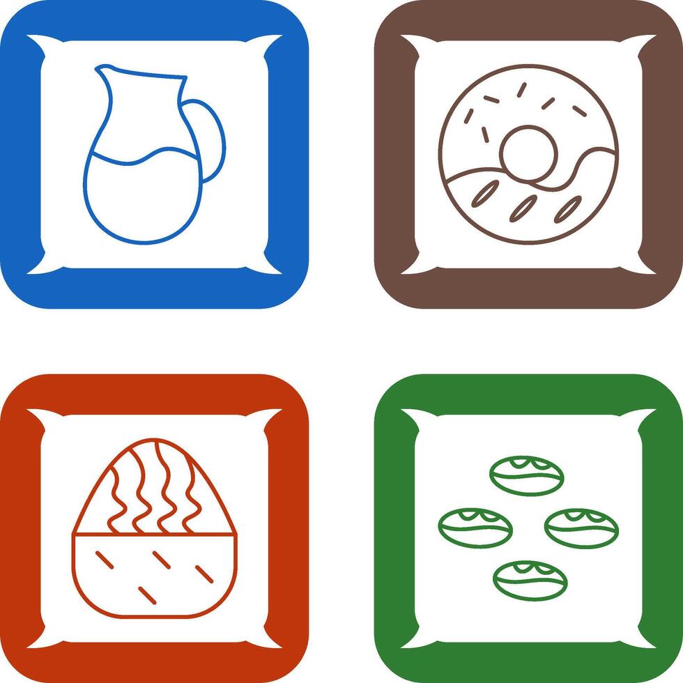 milk jug and cream doughnut Icon vector
