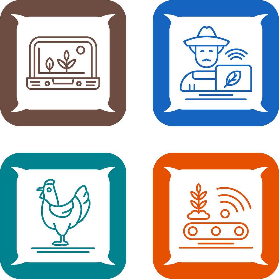 Smart Farm and Farmer Icon vector