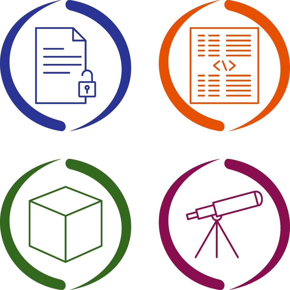 unlock document and piece of code Icon vector