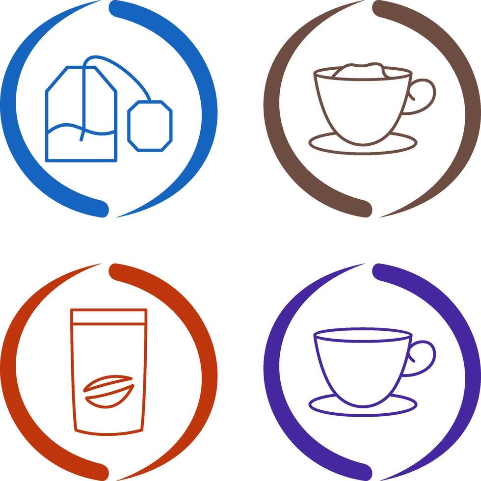 tea bag and creamy coffee Icon vector