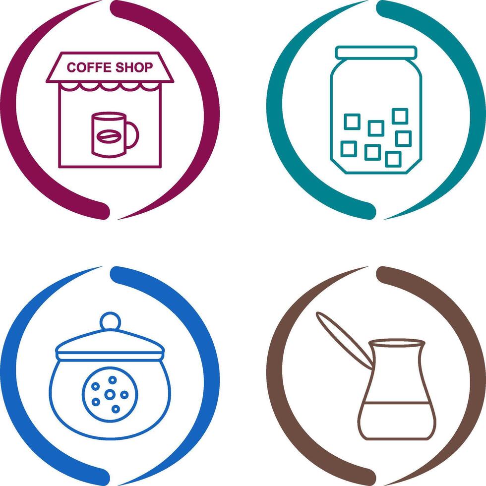 Coffee Shop And sugar Bottle Icon vector