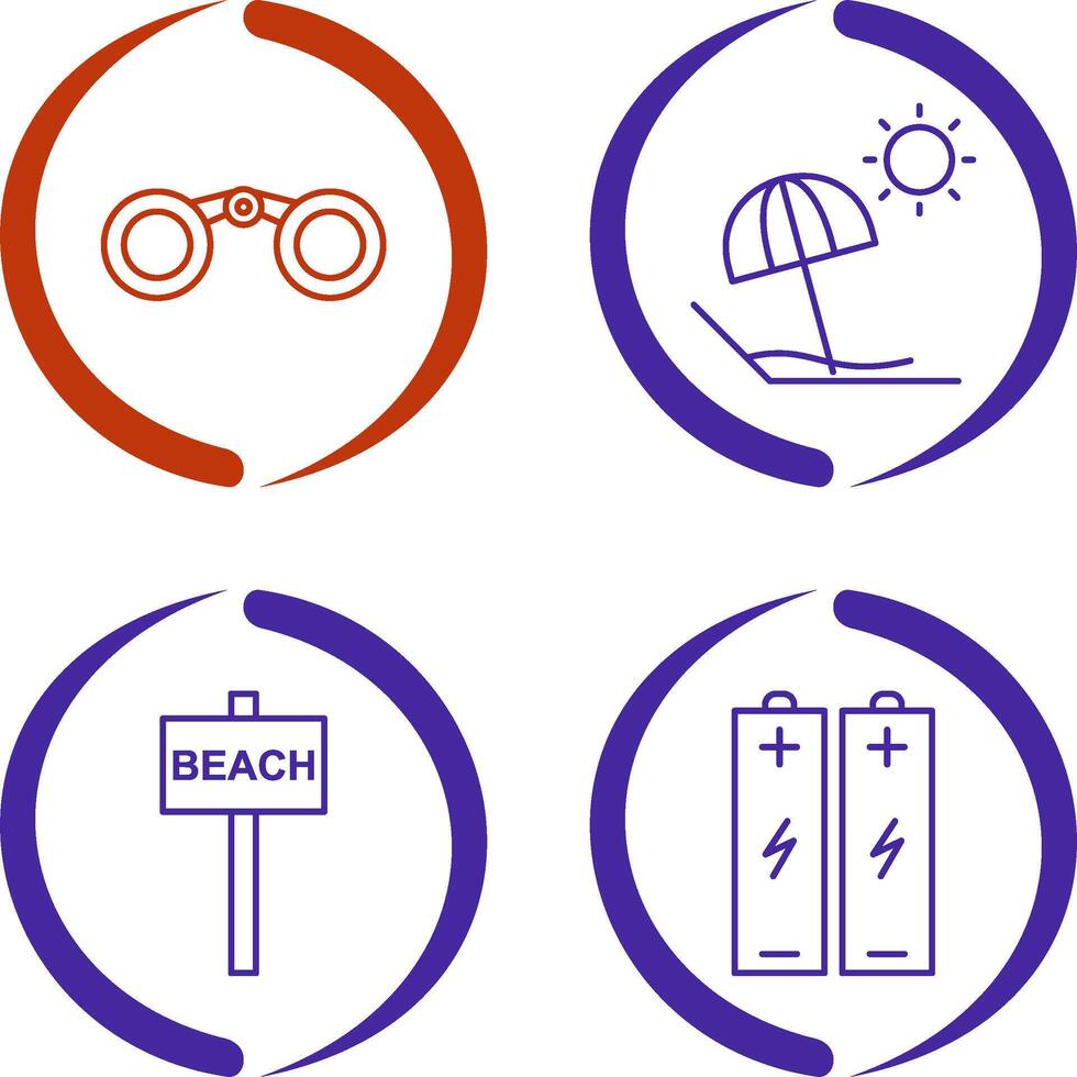 Binoculars and beach Icon vector
