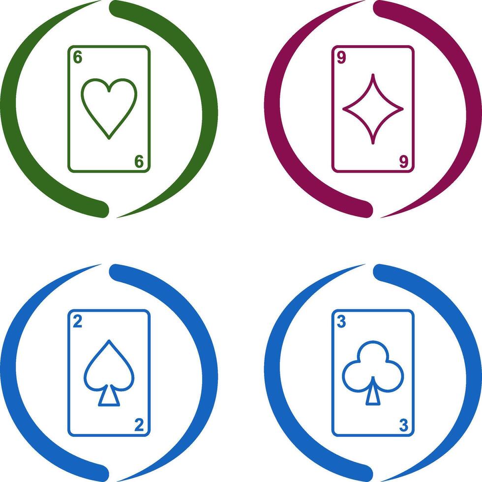 heart cards and diamonds card Icon vector