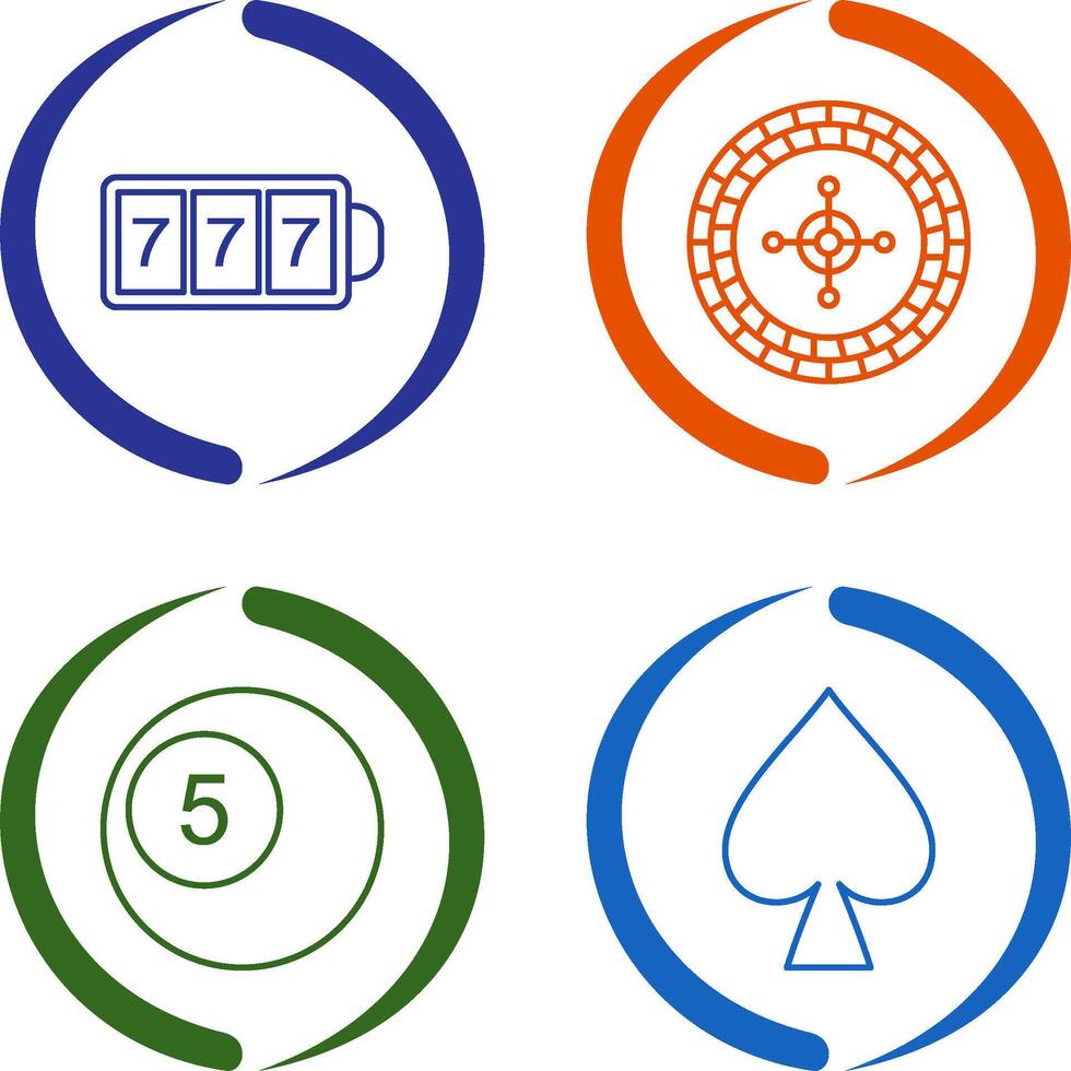 slot machine with sevens and roulette Icon vector
