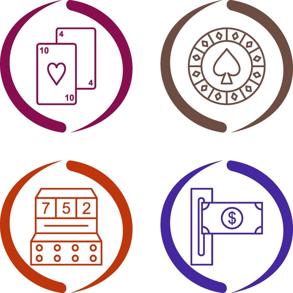 playing cards and spade chips Icon vector