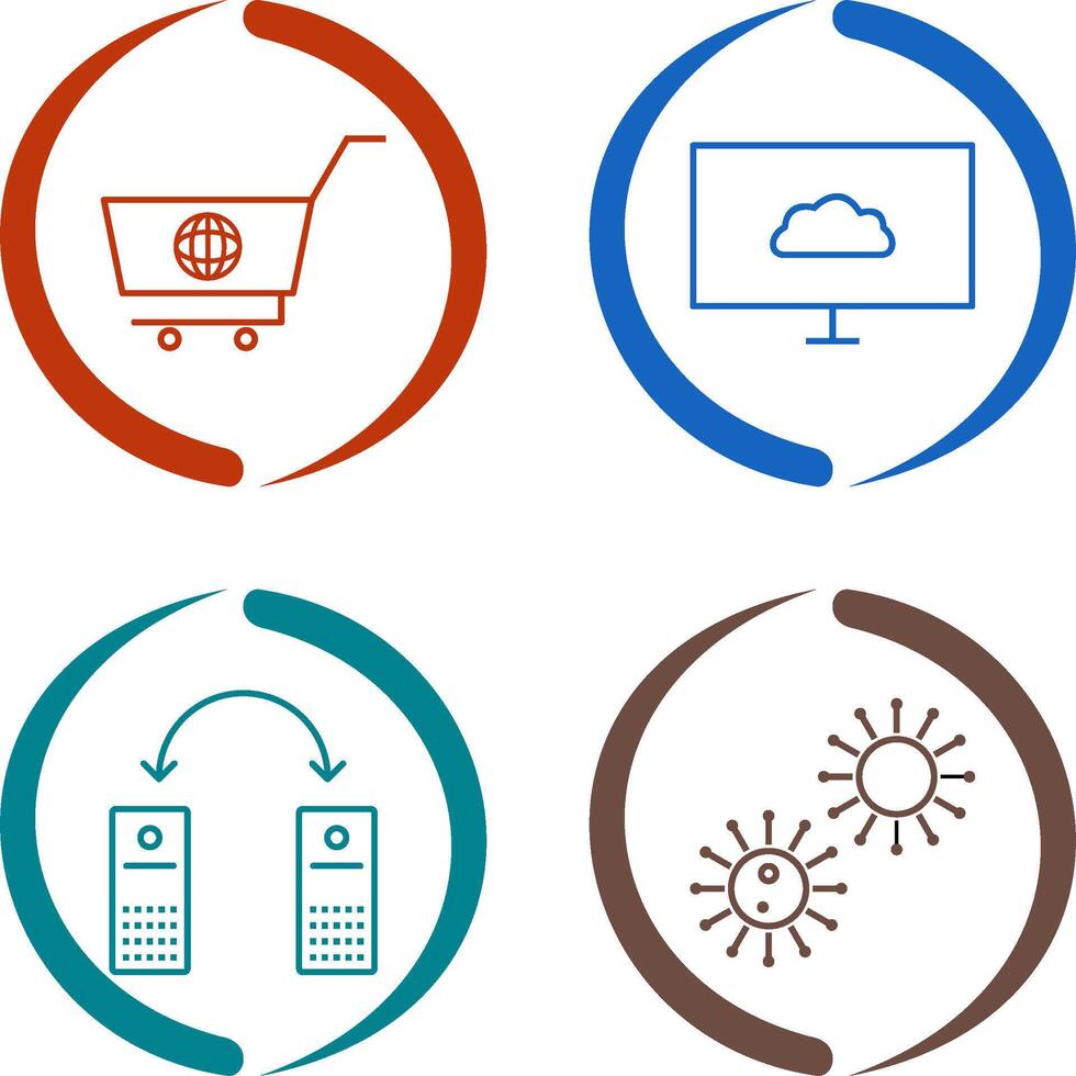 global shopping and cloud sysytem Icon vector