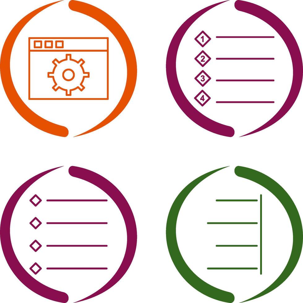 settings and numbered lists Icon vector