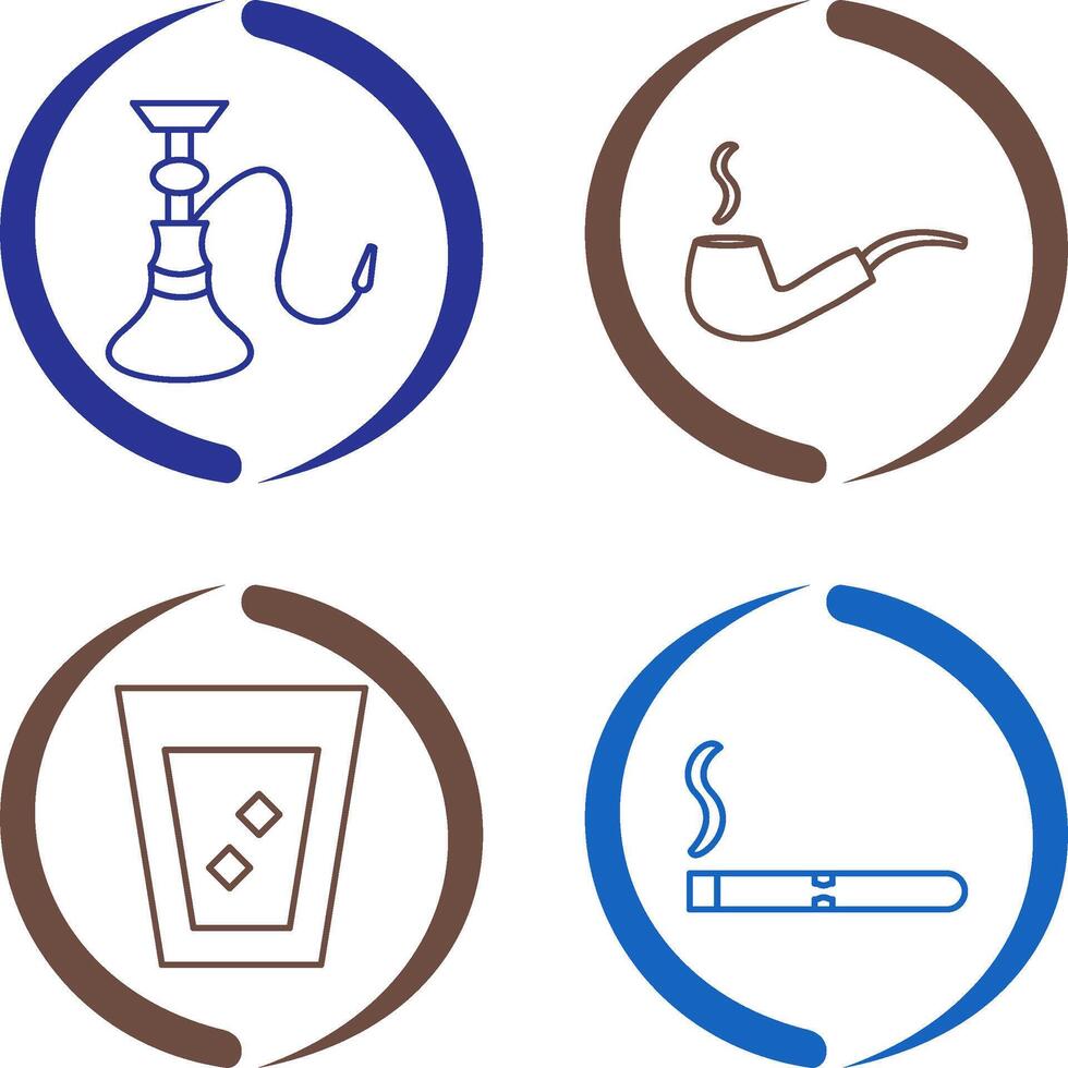 hookah and lit smoking pipe Icon vector