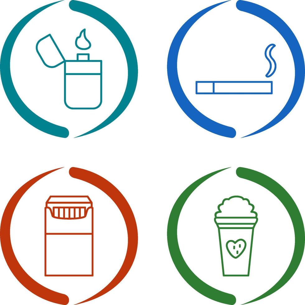 lighter and lit cigarette Icon vector