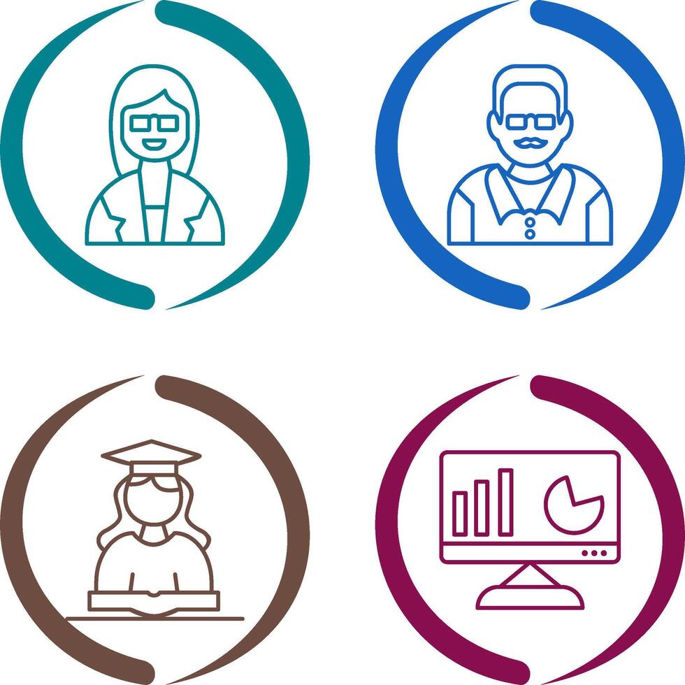 Female Professor and Male Professor Icon vector