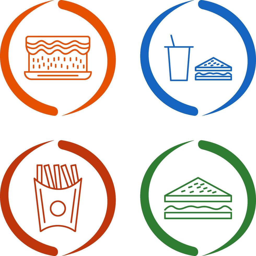 cream cake and lunch bistro Icon vector