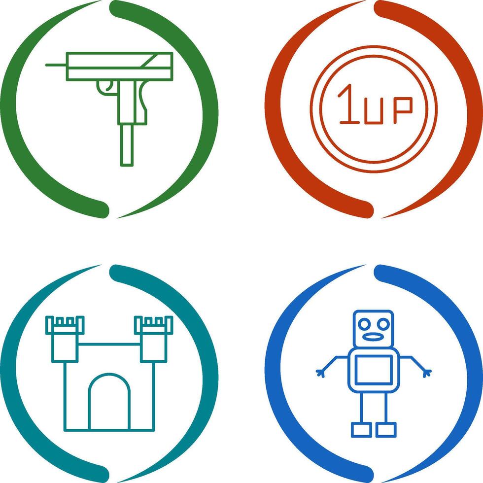 Gun and 1UP Icon vector