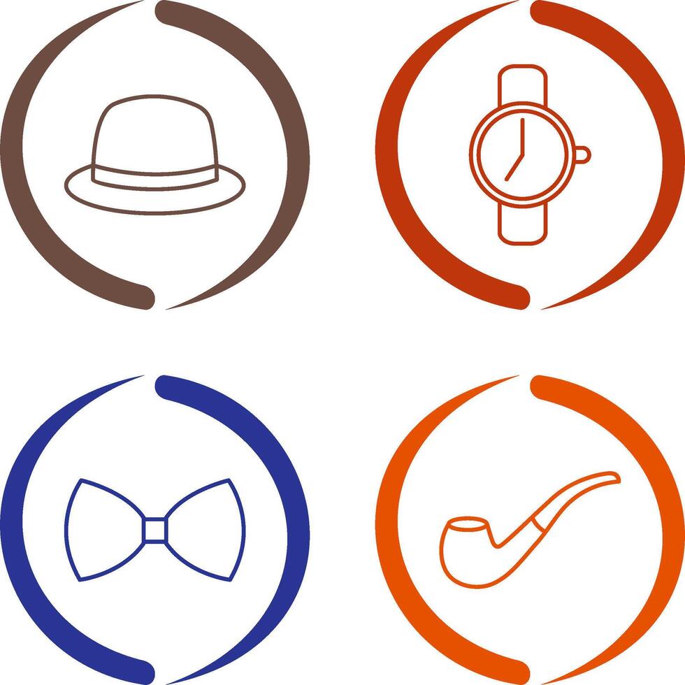 sombrero y reloj icono vector