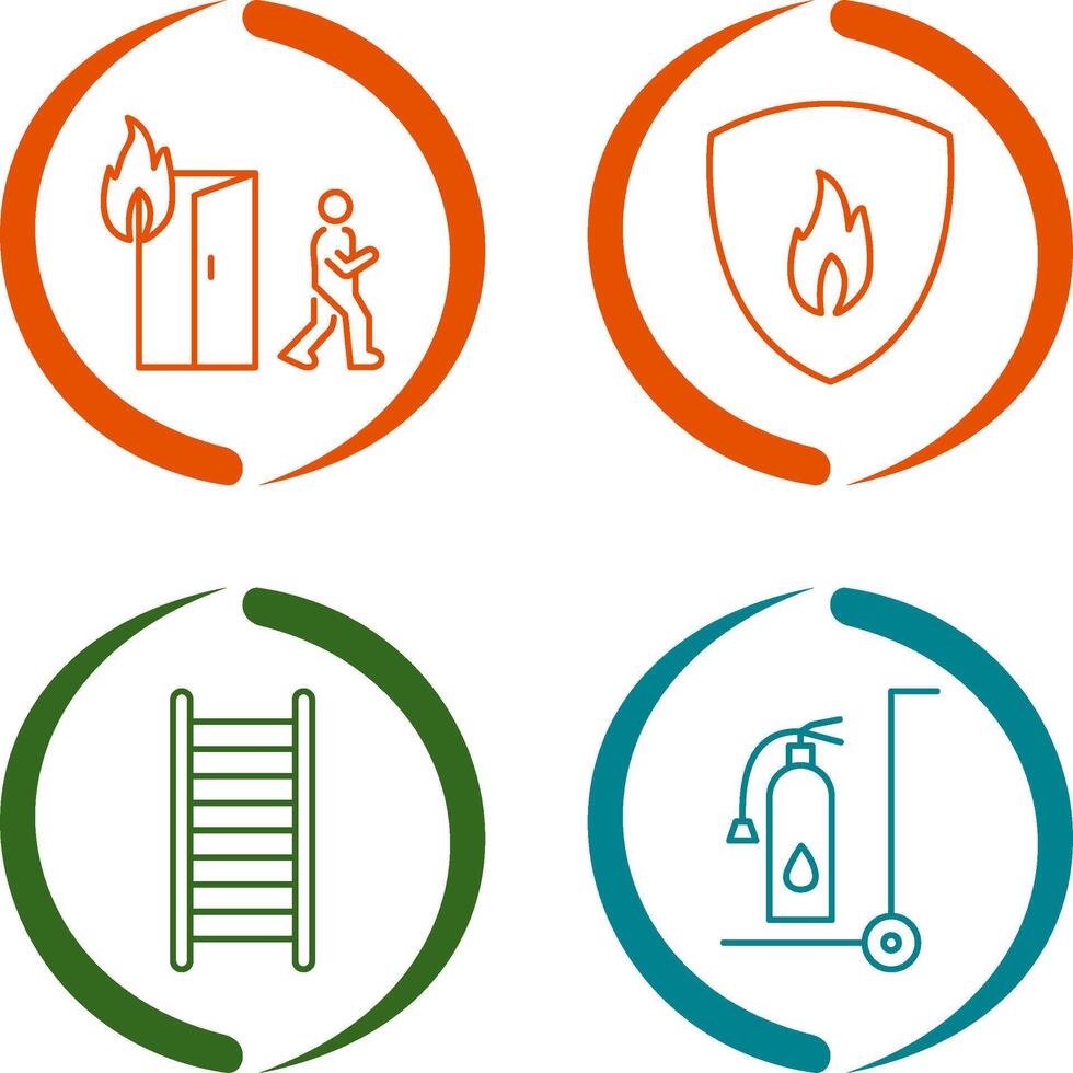 running from fire and fire shield Icon vector