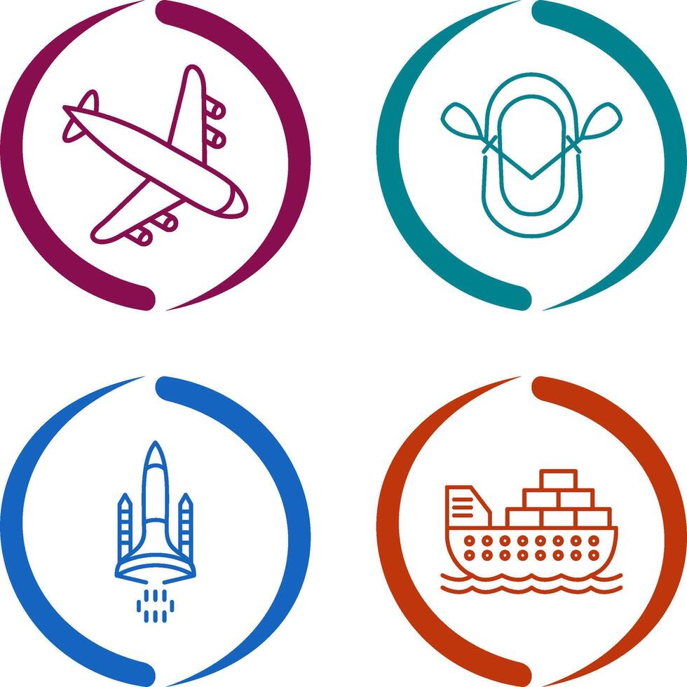 Landing Airplane and Dinghy Icon vector